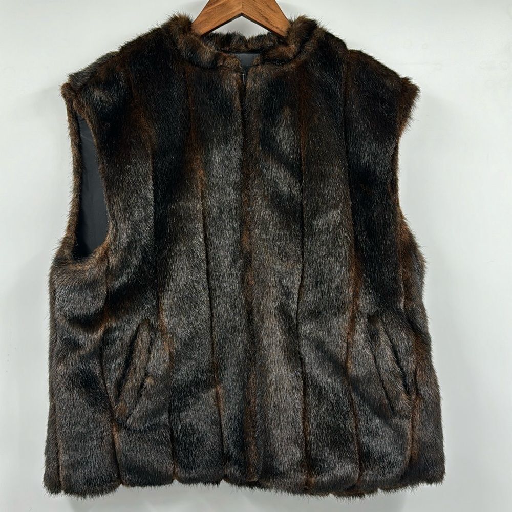 Marvin Richards Vintage Faux Fur Vest with Zipper Large
